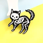 Животное Черный кот ребро череп брошь с дизайном скелет булавки для детей Готический значок Заколка Для панка булавки брошь кость для женщин и мужчин ювелирные изделия