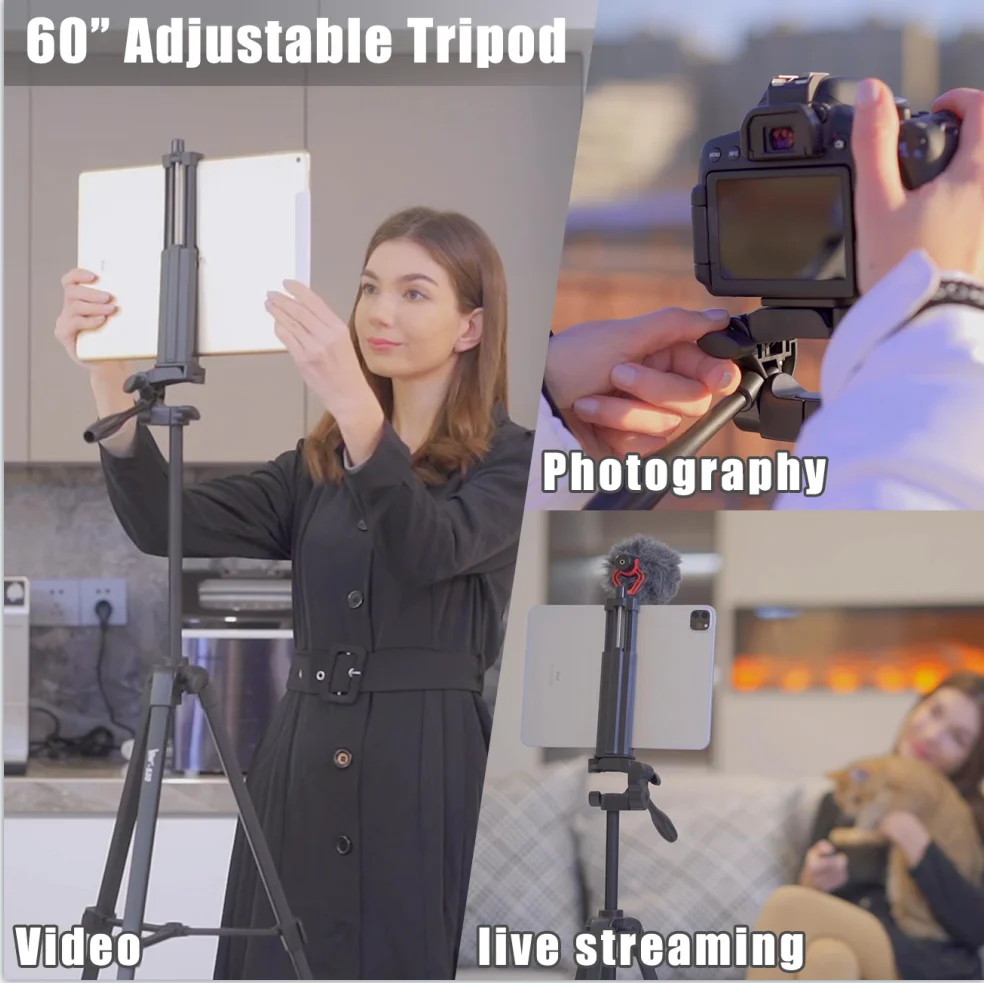 Camera Tripod for iPad Pro &amp Mobile Phone 150cm Alloy Stand Lightweight Bluetooth Remote Tablet Holder E-Book | Электроника