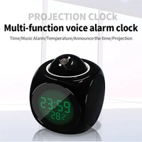 alarm clock with night light projector lamp voice temperature digital time projection on wall ceiling for home decoration