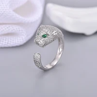 fashion personality leopard head ring silver plated with zircon opening ring charm lady ring wedding jewelry birthday gift
