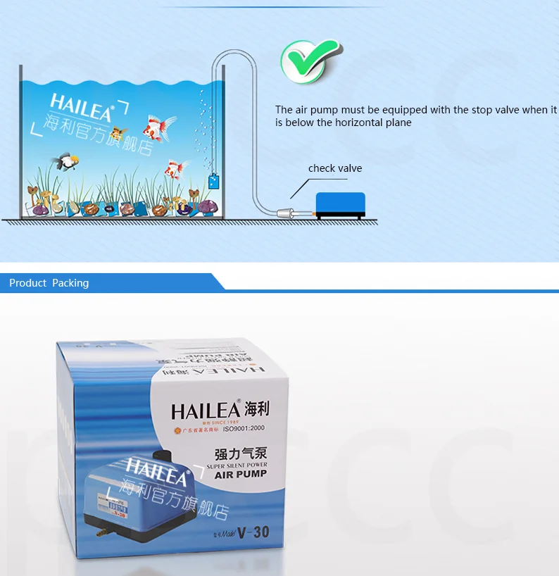 HAILEA кислородный аэратор с насосом аэрации аквариума супер тихий высокой