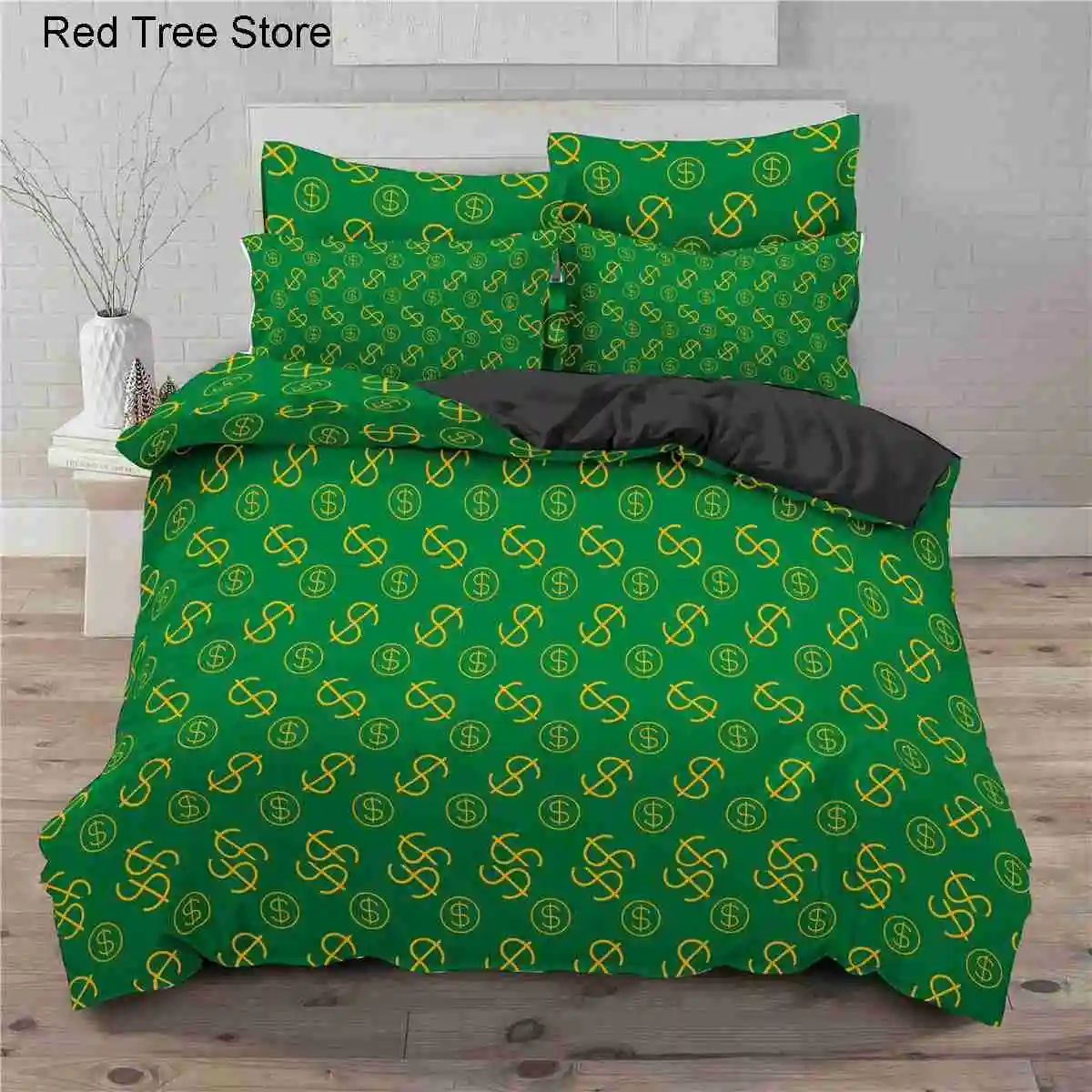

3D Modern Bedding Set Dollar Motif Printed Duvet Cover Comforter Cover 2/3 Pcs Money Pattern Funny Bed Set Decor Bedclothes