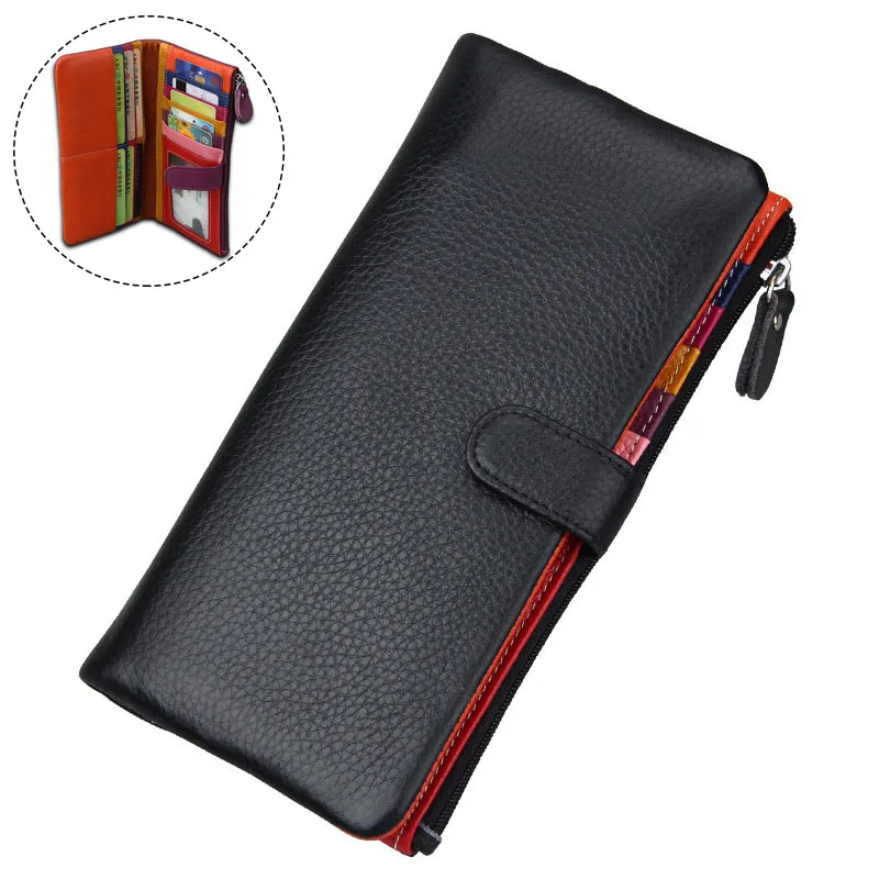 Style B Black Модные женские кошельки Женский кошелек из натуральной кожи, Женский кошелек для монет, женский клатч конфетного цвета, на молнии, кошелек женский натуральная кожа кошелёк-женский baellerry для женщин портмонета - Цвет: Style B Black