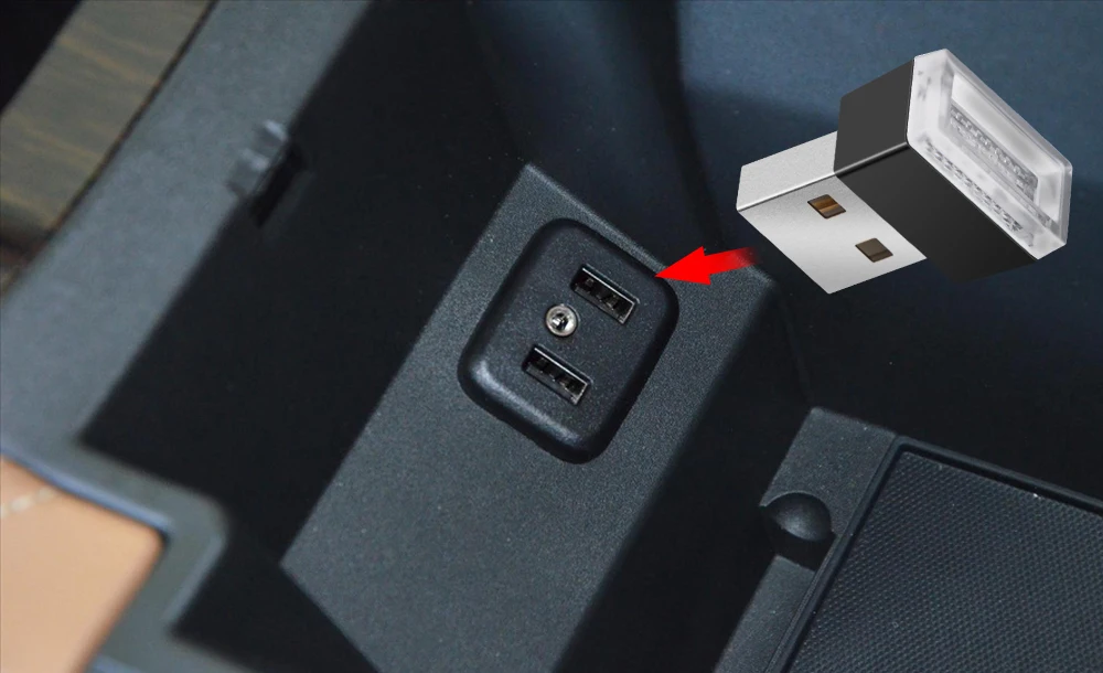 USB светодиодный ночной Светильник для автомобиля Подсветка салона Нижняя лампа