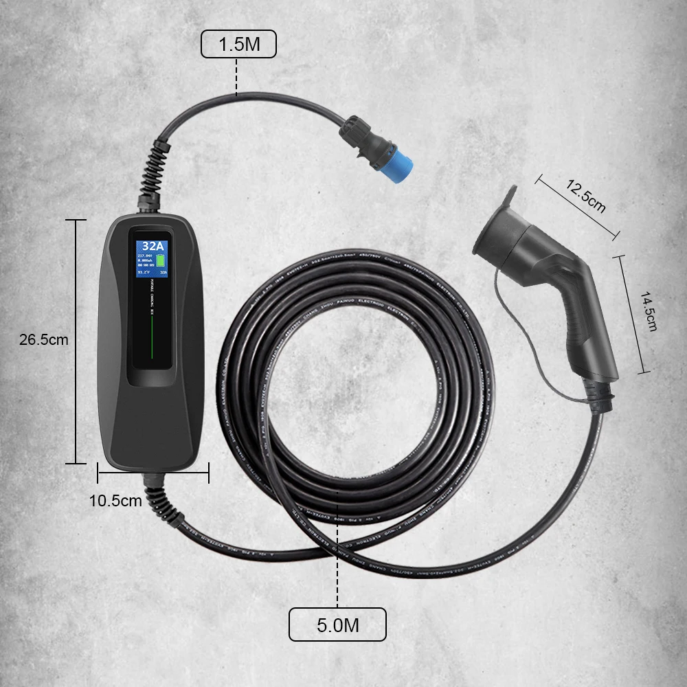 besenergy type2 ev charger level 162432a portable electric vehicle car charging cable cee plug 220v 240v evse iec 62196 2 6m free global shipping