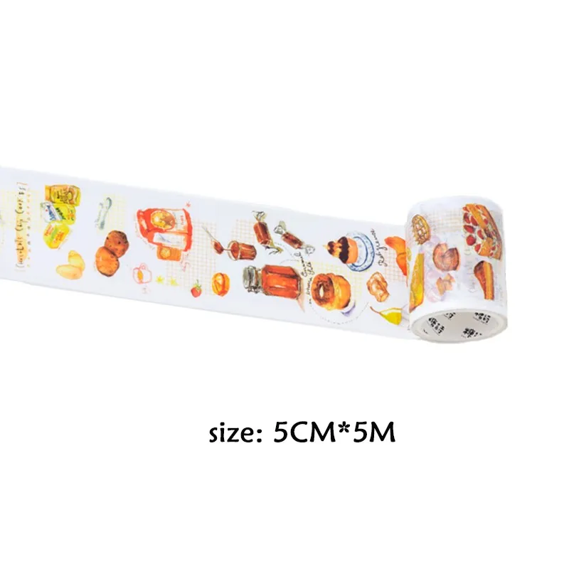 

1roll per pack Fun Nothing Series Hand-painted Sticker Tape 4 types biscuit afternoon tea tape