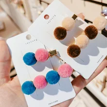 M MISM INS Fashion Fur Ball Hair Pins Vintage BB Clip Girls Barrettes Hairband Pompom Hair clips Korean Style Hair Accessories