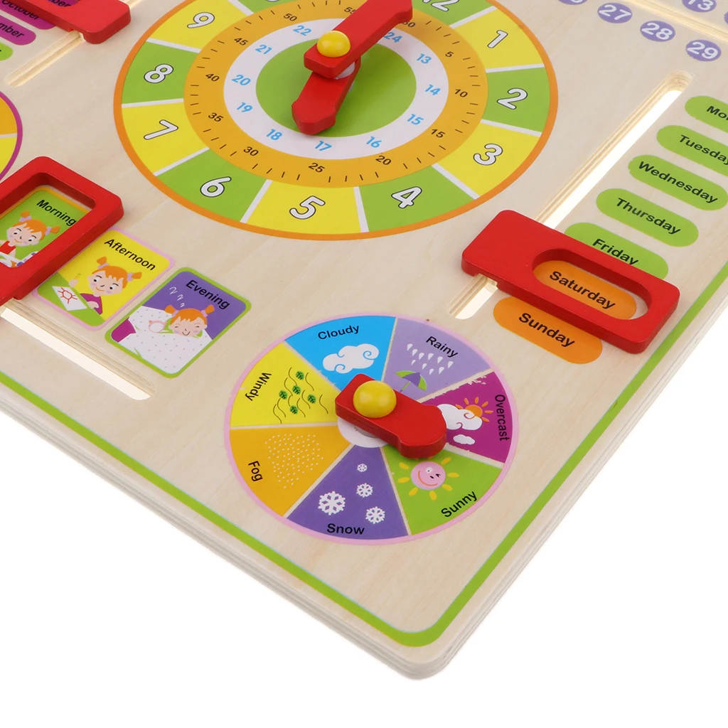 Деревянные повседневные когнитивные календарные часы висячая доска Дети