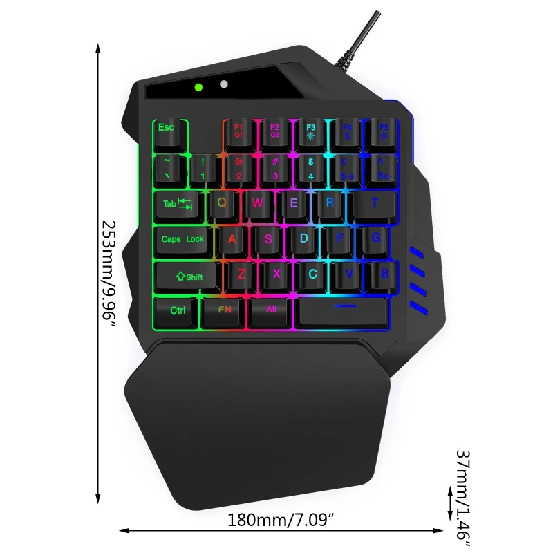 

1Pc V500 35 Keys RGB Left Hand Gaming Keyboard Analog Controller Input One-Handed Game Controller LED Backlight Keycaps
