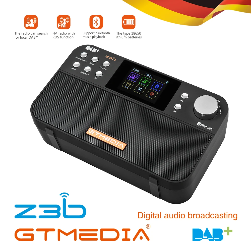 Портативное радио GTMEDIA Z3B FM DAB стерео/RDS многополосный радиоприемник с ЖК дисплеем