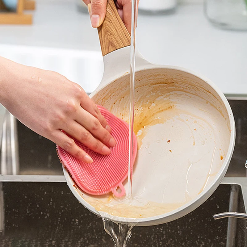 Многофункциональная цветная силиконовая щетка для мытья посуды двухсторонняя