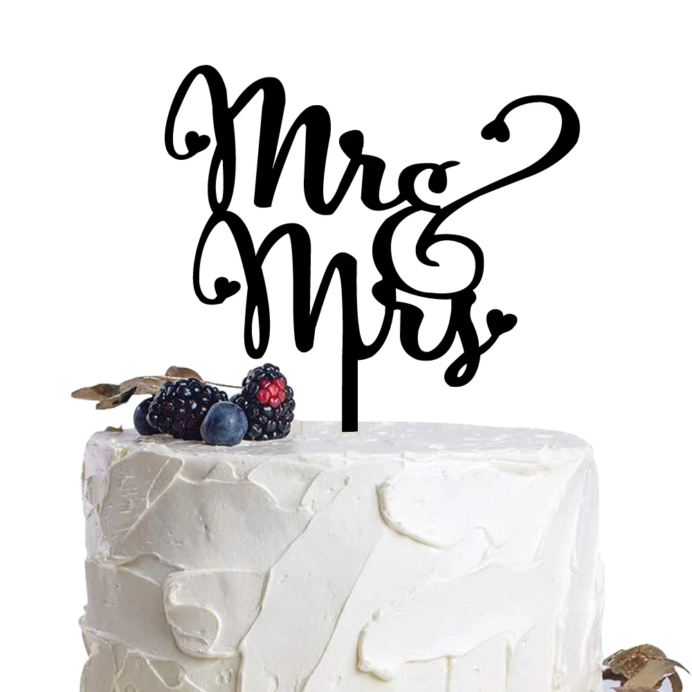 

Mr & Mrs Wedding Cake Topper Acrylic Wood Engagement Baking Cakes Toppers Wedding Anniversary Bridal Shower Party Decorations