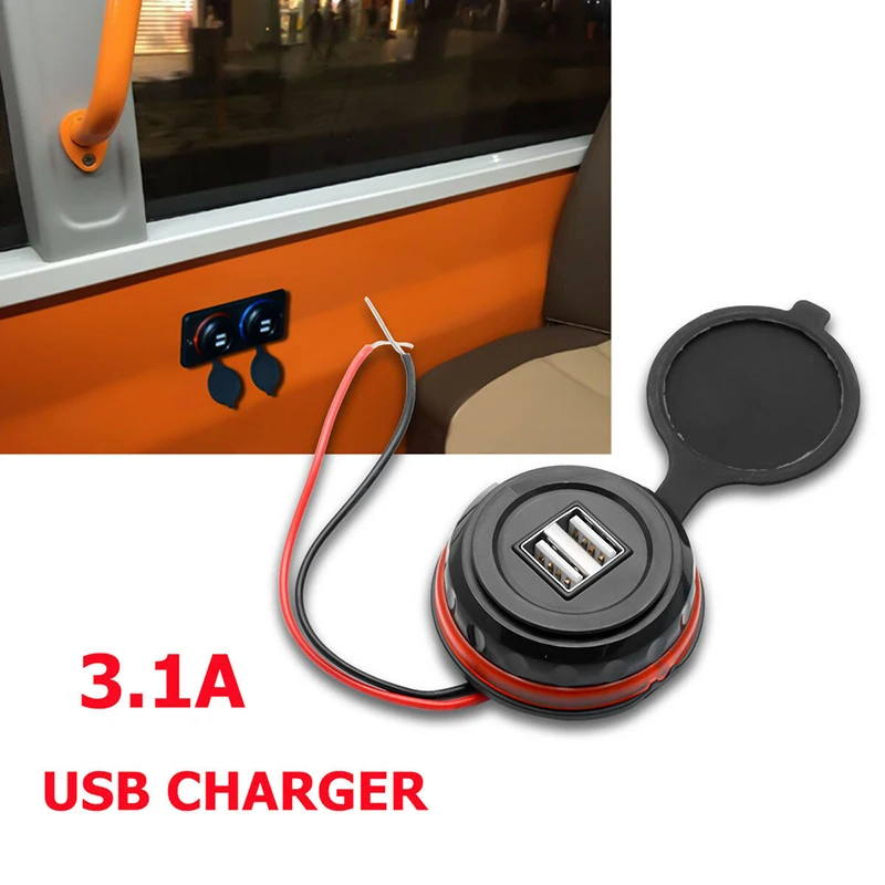 

12V 3.1A устройство для автомобиля с двумя портами USB Зарядное устройство 2 Порты и разъёмы адаптер Мощность разъем зарядки Панель крепление дл...