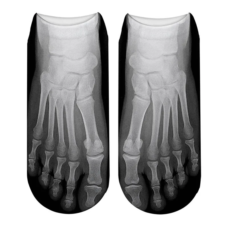 Модная обувь из холста Хлопчатобумажные носки 3D с принтом скелета летние