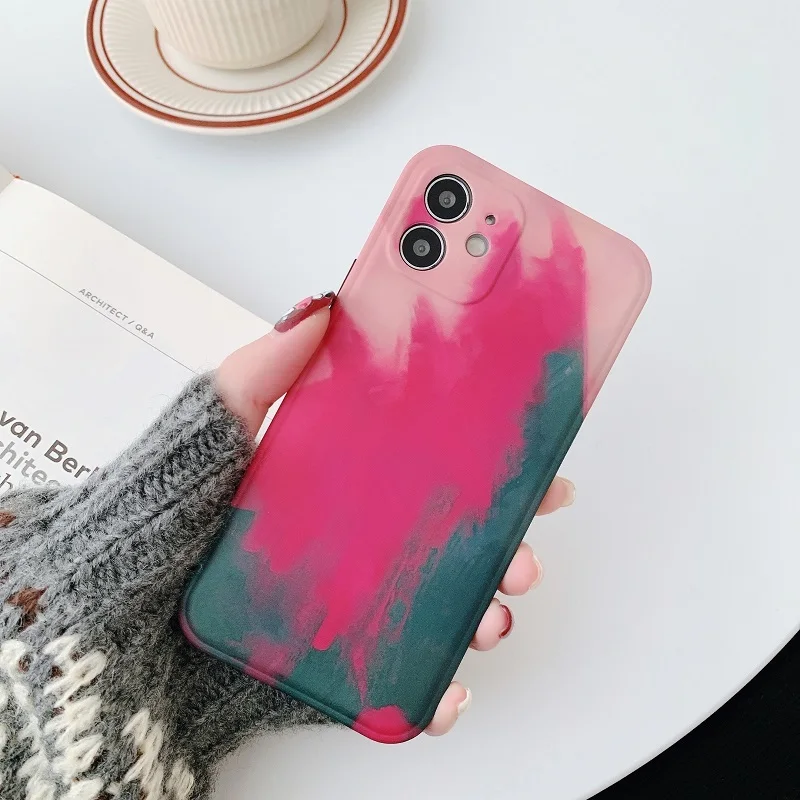 

Painting Case for Iphone 12 12Pro Max 11 11Pro 7 8 Plus SE2020 XR X XS Max Protective Watercolor Shockproof Silicone Phone Cases