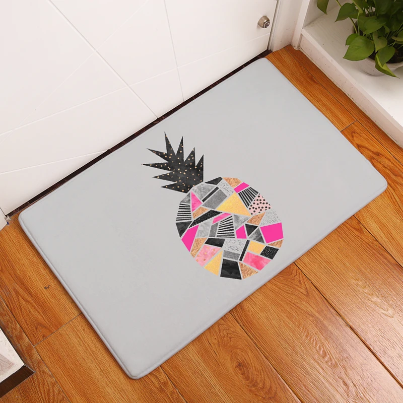 Входной коврик в тропическом стиле с принтом ананасов фланелевый впитывающий