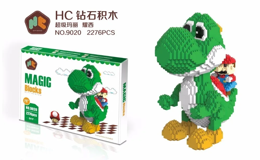 Hc Magic Blocks Big Size Yoshi Mini Mario Micro Anime Diy Building Toys Juguetes Auction Model Toy Kids Gifts 9020 | Игрушки и хобби
