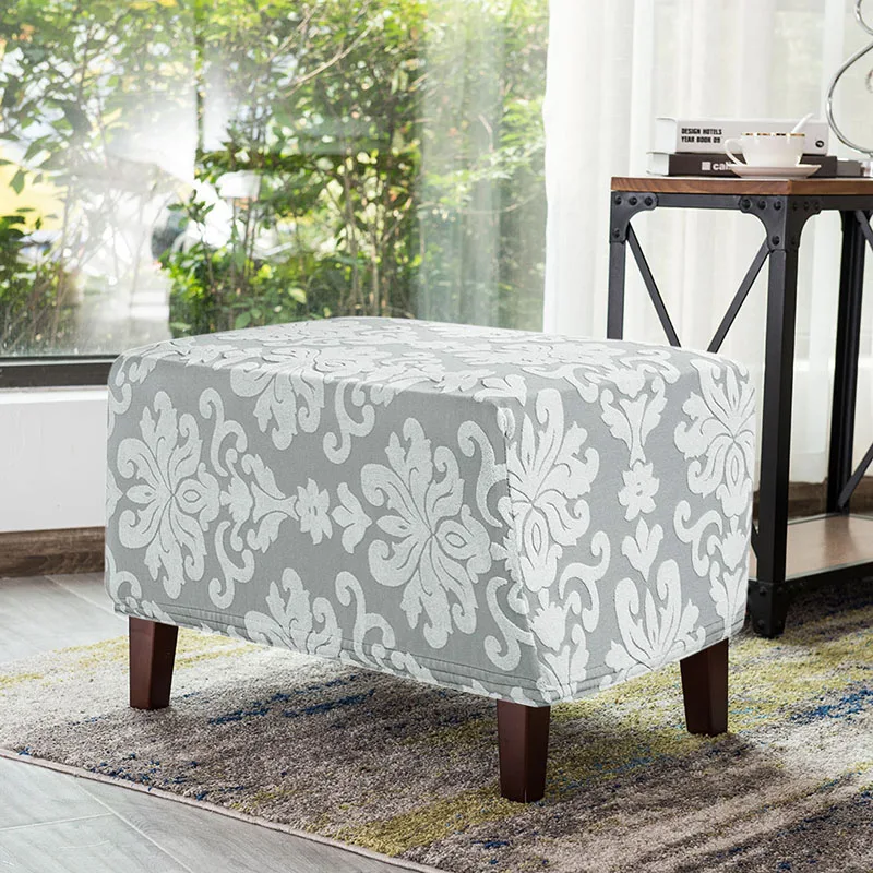

Footrest Stool Covers for Sofa Rectangle Ottoman Slipcovers Velvet Storage Stool Cover Washable Furniture Protector Home Decor