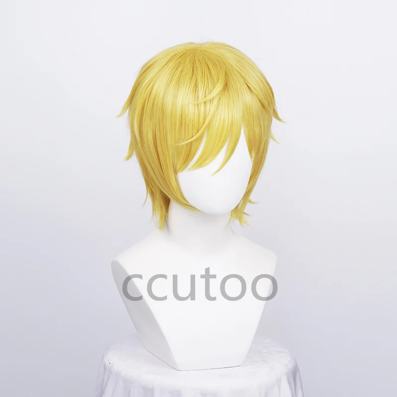 Anime One Piece Cosplay Wigs Sanji Wig Short Straight Golden Heat Resistant Synthetic Hair + Wig Cap