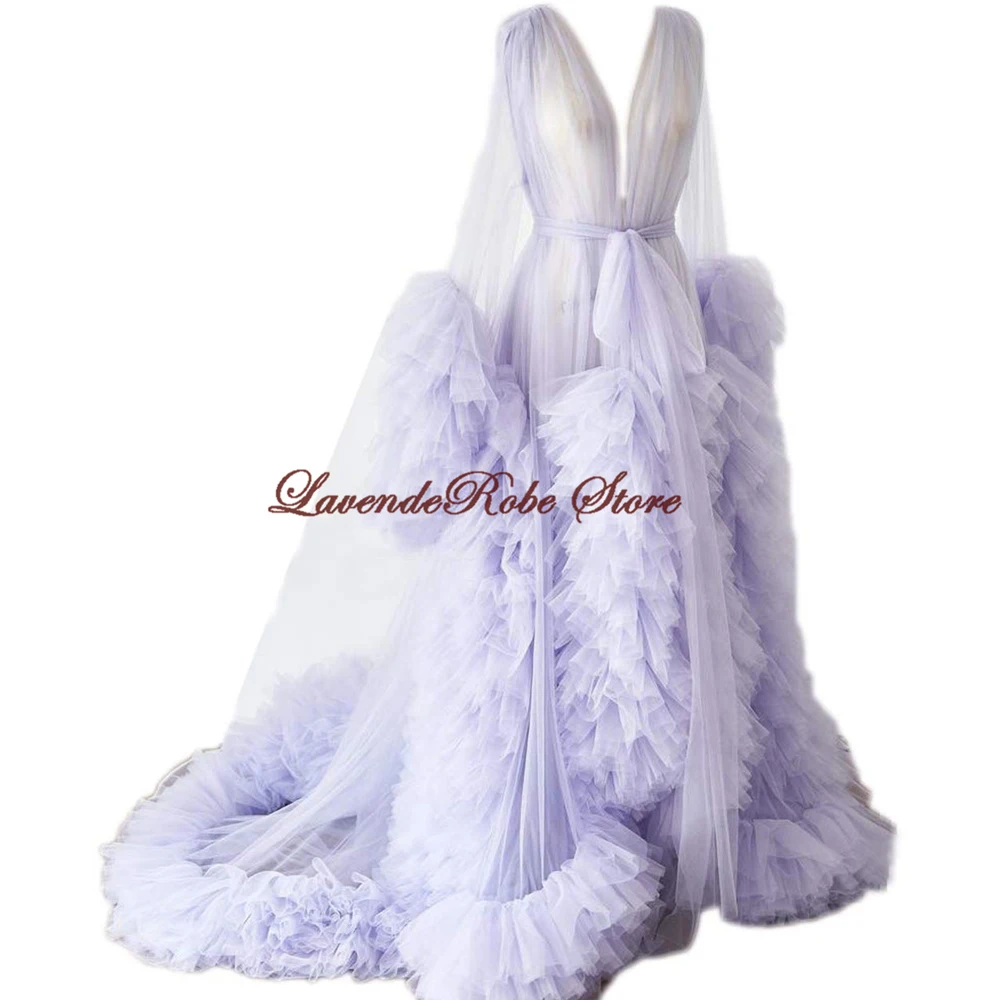 Женский тюлевый халат прозрачная иллюзионная фиолетовая Пижама Свадебный