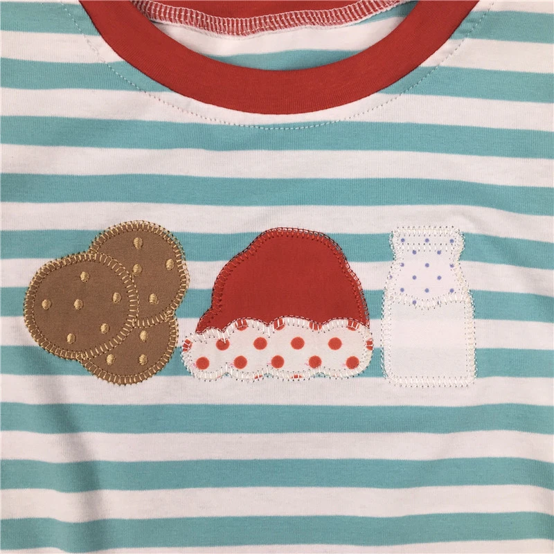 

2020 Hot sale Toddler Boys Christmas Pajamas Clothing Sets Cute Milk and Cookie Applique Boys Winter Outfits Sets