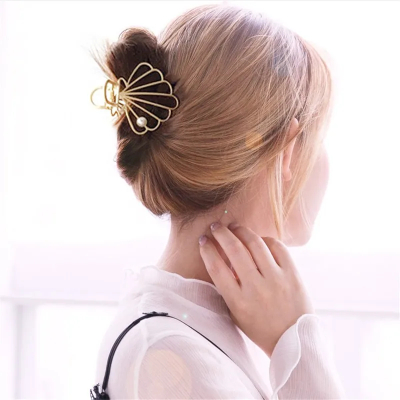 Модные жемчужные заколки для волос женщин заколка металлические в виде краба