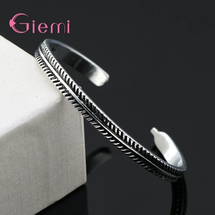 Новые винтажные серебряные кольца для мужчин женщин Браслет-манжета браслеты