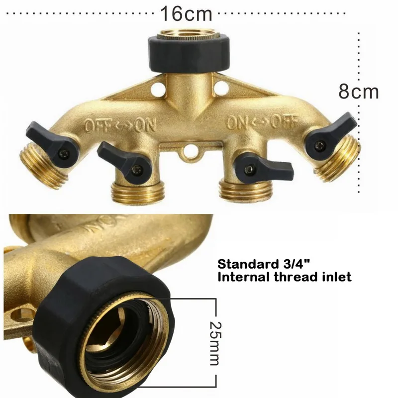 1 шт. разветвитель для садового шланга латунь 2/4 способ крана разъем 3/4