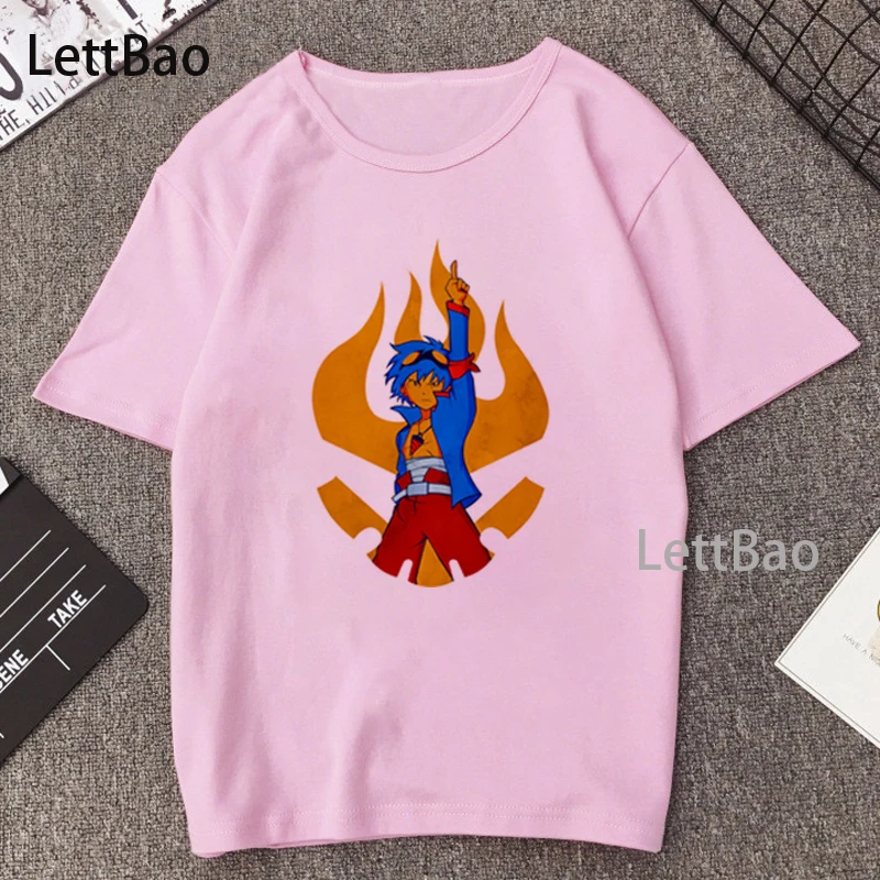 Футболка с японским аниме Tengen Toppa Gurren-Lagann Удобный Повседневный Топ коротким