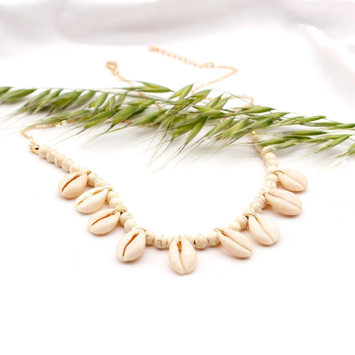 Fashion Natural Shell Pendant Long Chain Necklace Women Stone Beads Creative Choker Bohemian Jewelry | Украшения и аксессуары