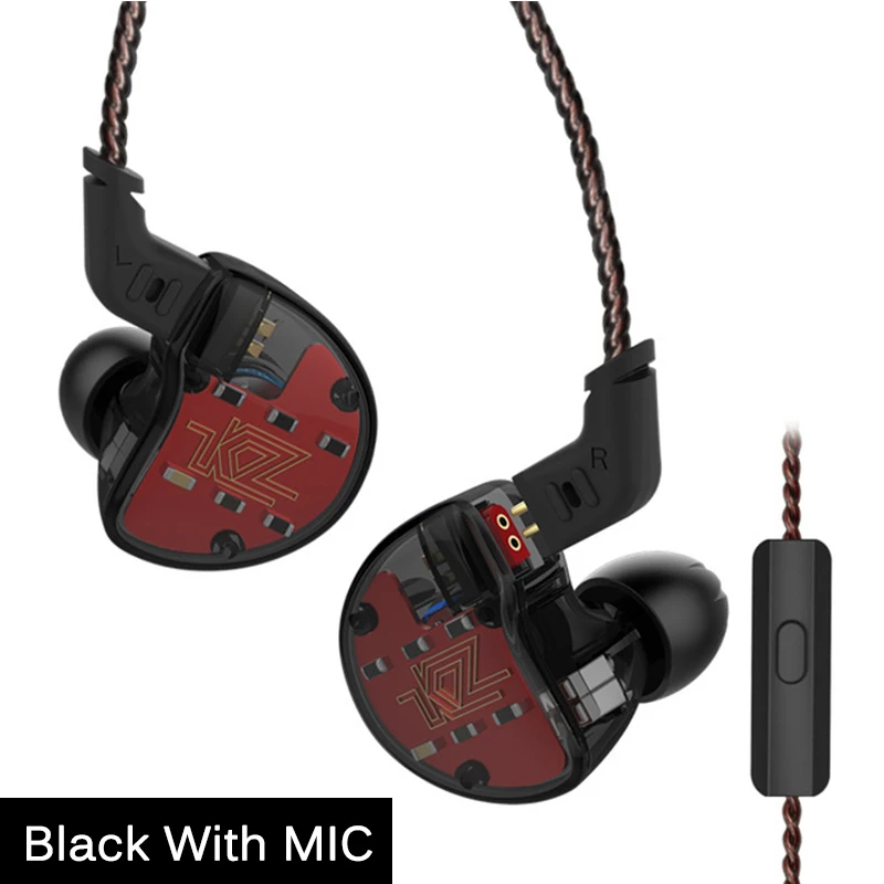 KZ ZS10 наушники 10 драйвер в наушниках 4BA+ 1DD динамические арматурные наушники HiFi бас гарнитура шумоподавление наушники гибридные - Цвет: Black With MIC