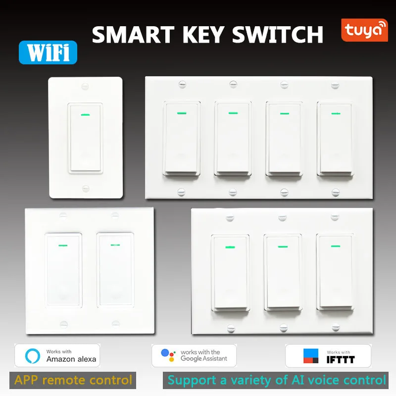 

Zigbee Wifi умный светильник переключатель пуш-ап, по одной кнопке живая линия голос Управление Беспроводной настенные выключатели пульт дистан...