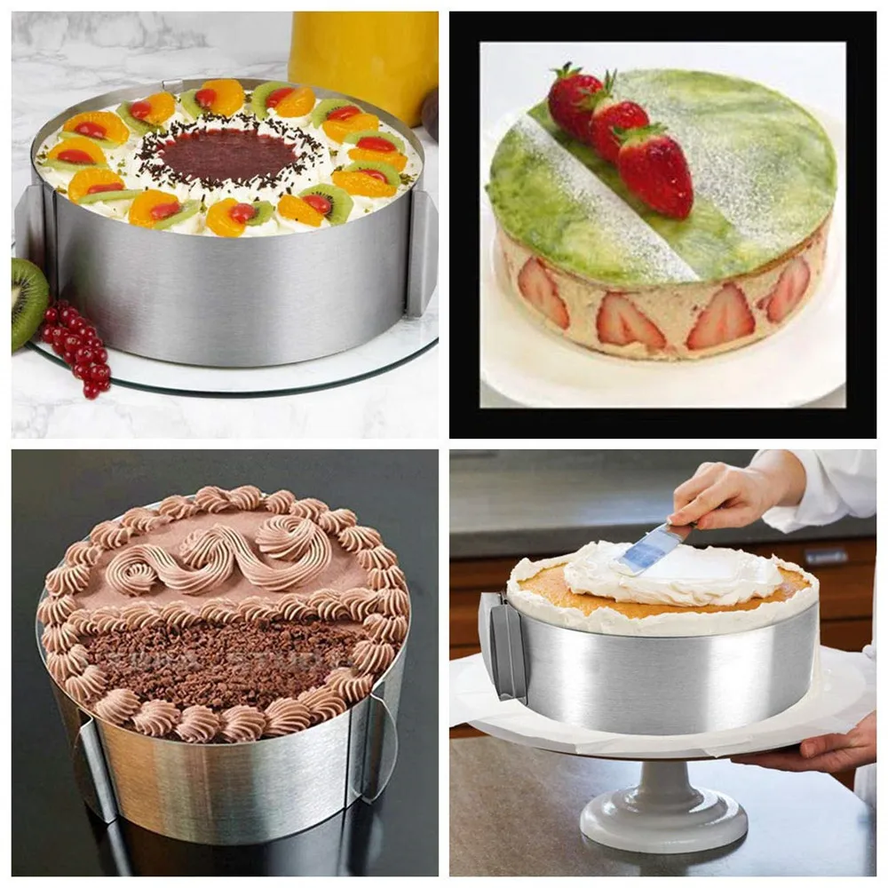 

16-30cm Retractable Cake Molds Stainless Steel Baking Moulds Fondant Molds Cutters Round Form Ring Mold Cake Decoration Tool