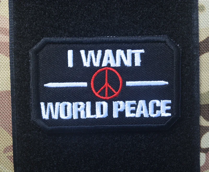 Военные тактические Заплатки с крючком и надписью I WANT WORLD PEACE|Заплатки| |