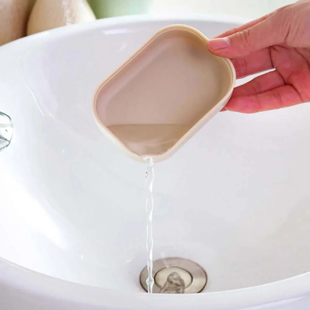 

Drain Soap Dish Fine Grain Matte Effect Design Double Lattice Soap Dish Box Case Holder Home Bathroom Shower Travel Camping