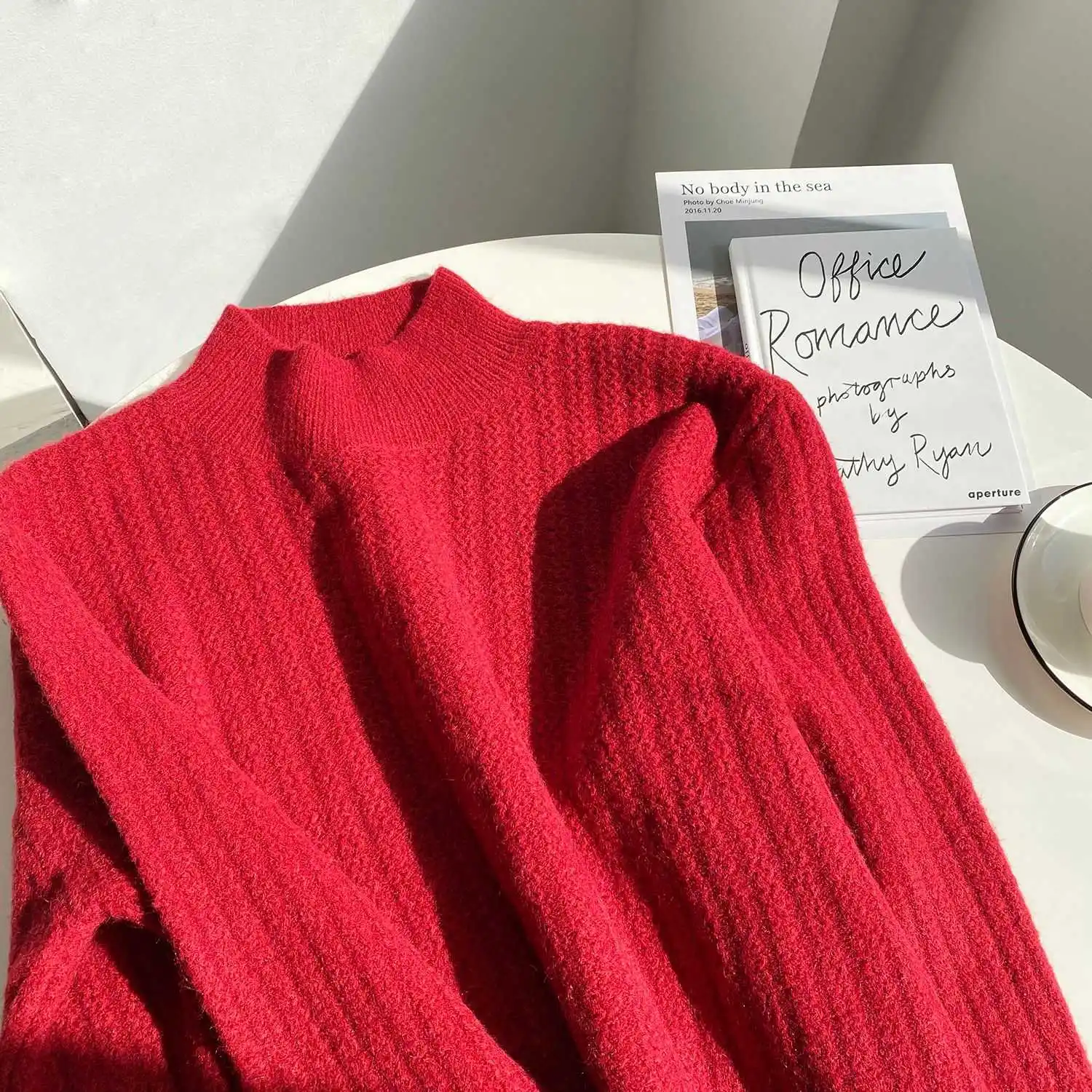 

COZOK Sweater Women's Autumn and Winter 2021 New Loose Fitting Solid Round Neck Pullover Ff2107