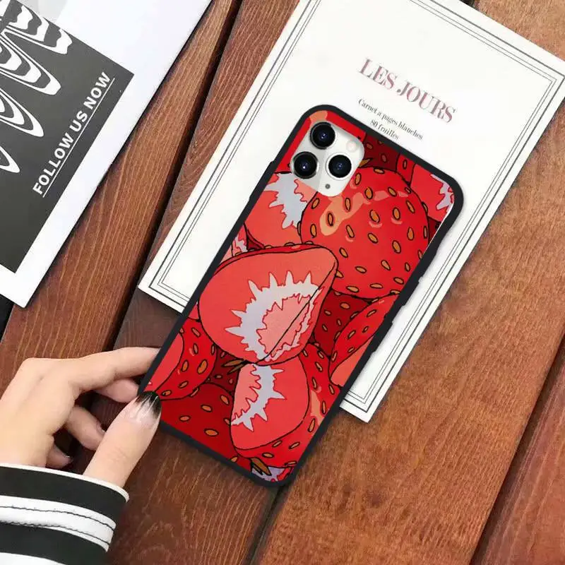

Strawberry pink summer fruit funda cover coque Phone Case for iPhone 11 12 pro XS MAX 8 7 6 6S Plus X 5S SE 2020 XR
