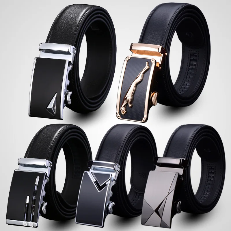 

cow genuine leather luxury strap male belts for men new fashion automatic buckle men belt Business gift Belt