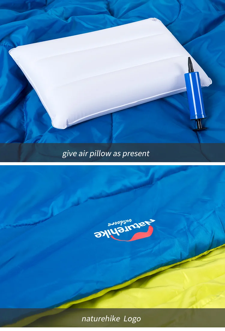 Naturehike новый спальный мешок из хлопка для 2 человек кемпинга с подушкой полудня |