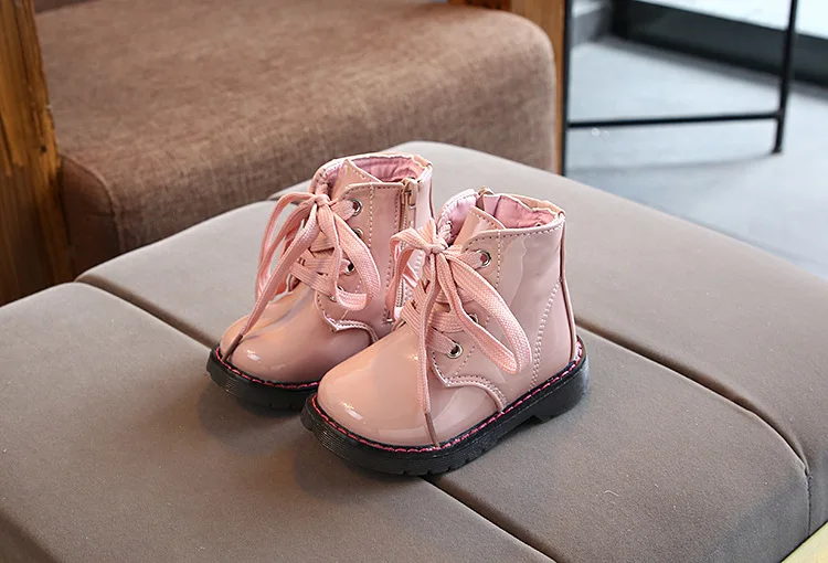 JUSTSL Autumn Winter Children's Martin Boots Girls Boys Short Boots Baby Kids Plus Velvet Waterproof Cotton Shoes
