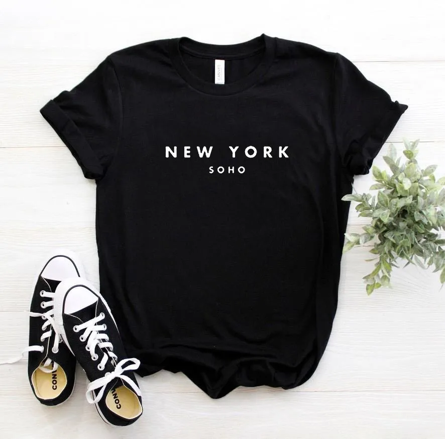 Футболка женская с надписью New York Soho 6 цветов|t shirt|women tshirtwomen tshirts cotton |