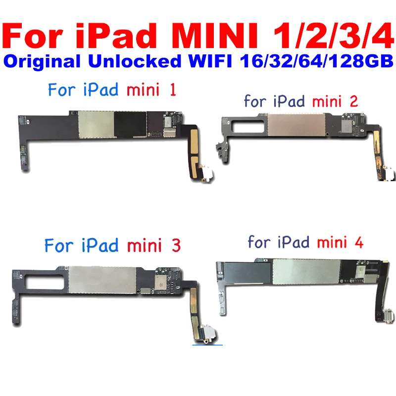

Разблокированные Логические основные платы для iPad MINI1 MINI2 MINI3 MINI4 mini 1 2 3 4 материнская плата Wi-Fi версия A1432 A1489 A1599 A1538 A1455