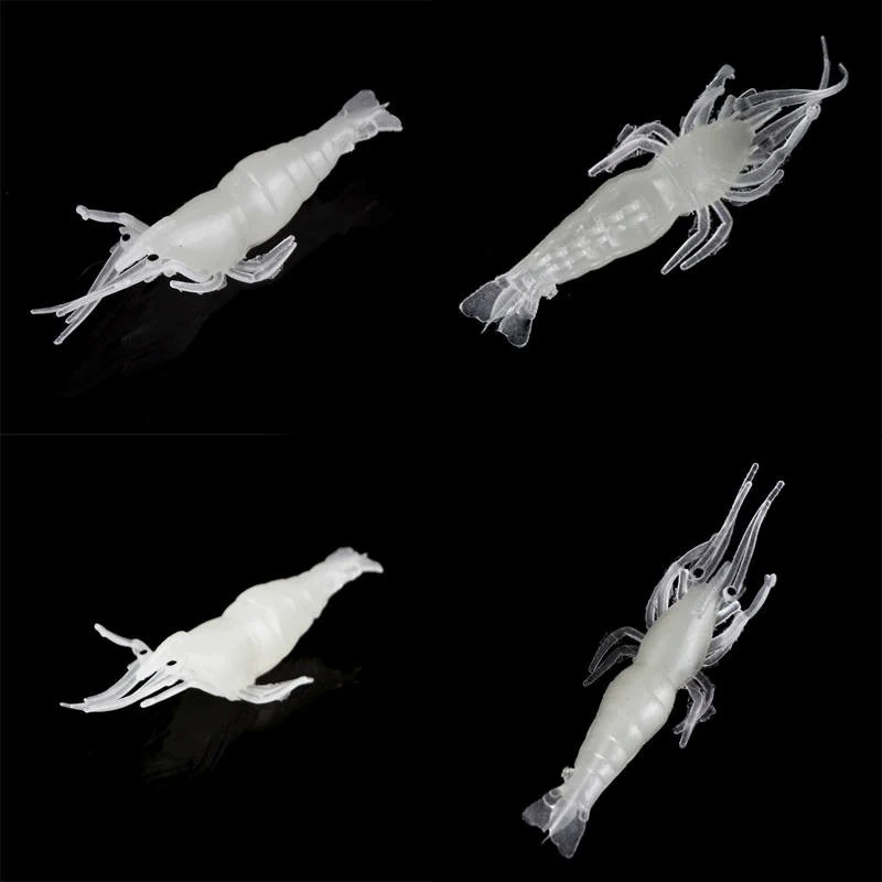 4 Pieces/Lot Artificial Bait Noctilucent Soft Bionic Shrimp Fishing Lure Tackle Night Glow Light In The Dark #63798 | Спорт и