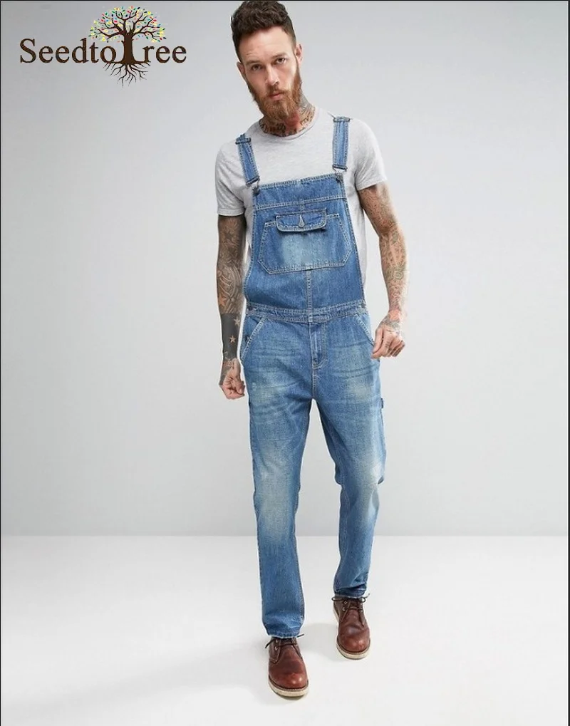 Casual Men's Jeans Straight  Overalls Slim Denim Trousers