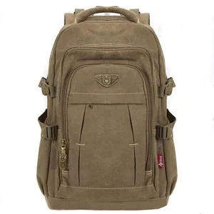 Men's Military Canvas Backpack Zipper Rucksacks Laptop Travel Shoulder Mochila Notebook Schoolbags V
