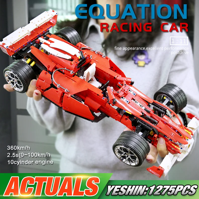Высокотехнологичная модель автомобиля 0011 мини конструктор 8386 F1 Racer 1:10 скоростная