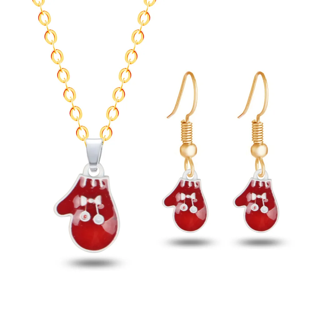 

Комплект из двух предметов для новогодней серии, женское ожерелье, серьги, милый Рождественский венок, бесплатная доставка товаров