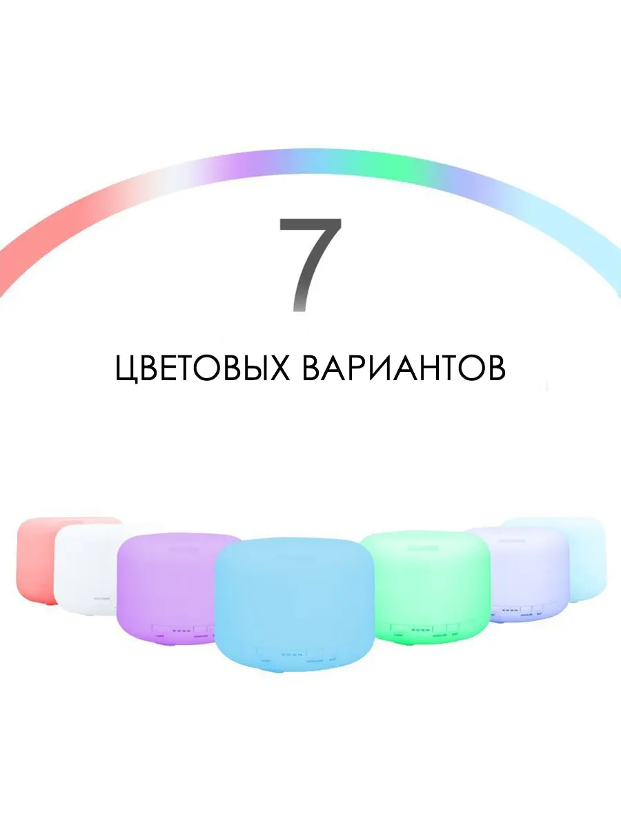 Аромадиффузор 500 мл разноцветная подсветка цвет белый 16х12 5 см Aromic AM-39 | Бытовая