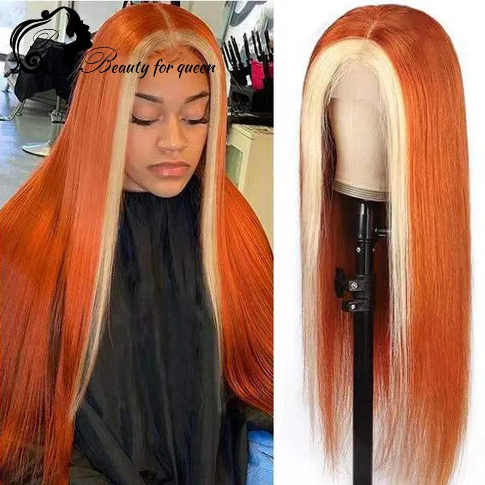 

613 Имбирные прямые кружевные передние парики из человеческих волос для женщин 180% бразильские волосы 13x4 HD Прозрачная Кружевная передняя час...