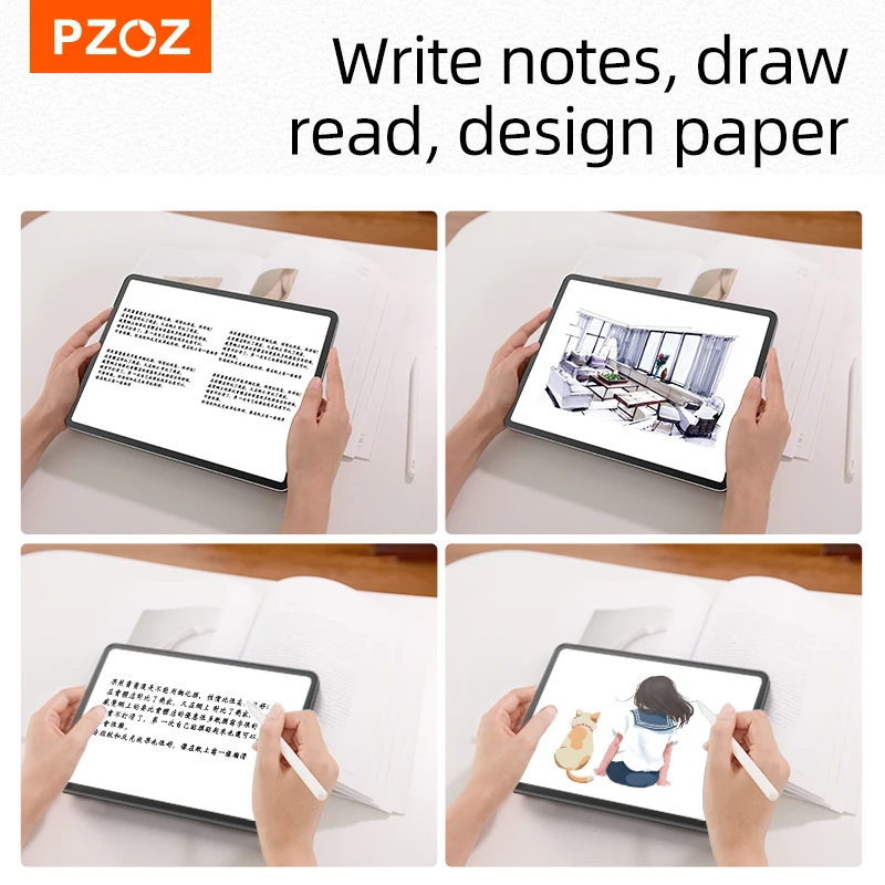 pzoz for ipad pro 9 7 11 10 5 pet film like writing on paper screen protector for ipad 10 2 2019 2020 ipad mini 4 5 like paper free global shipping